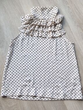 H&M Cream Polka Dot Ruffle Tank Top